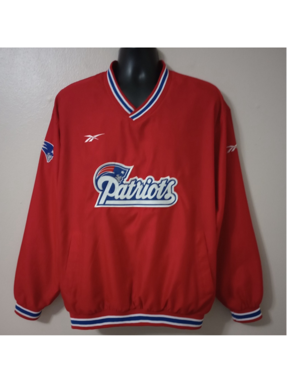 VTG 90s New England Patriots Men's Medium Windbreaker Jacket Reebok NFL Pro Line
